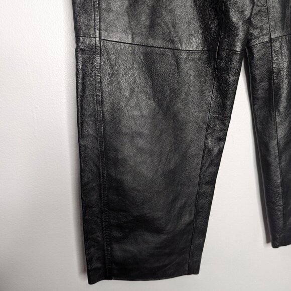 Bagatelle Vintage 90s Black Leather Pants Relaxed Fit High Waist Size 12 - Picture 5 of 9